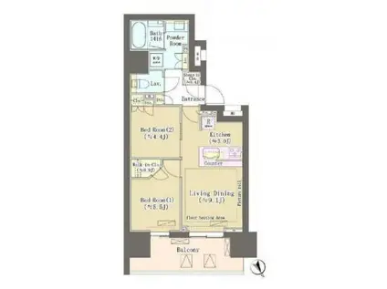 ザ・パークハウス渋谷美竹(2LDK/6階)の間取り写真