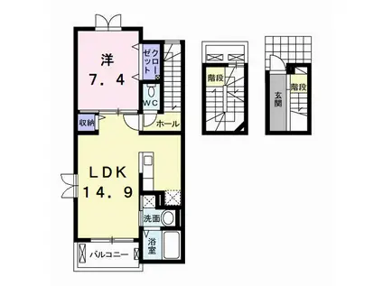 トレミカーサ 星の森(1LDK/3階)の間取り写真