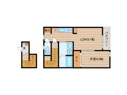 サムズアップ名取(1LDK/2階)の間取り写真