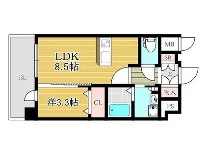 HGS山王南(1LDK/4階)の間取り写真