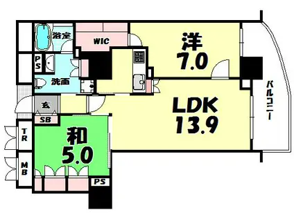 アップルタワー大阪谷町(2LDK/18階)の間取り写真