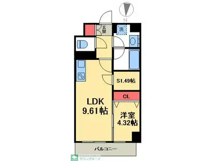 アイル プレミアム東京西新井(1SLDK/4階)の間取り写真
