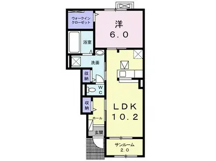 ジェルメX(1LDK/1階)の間取り写真