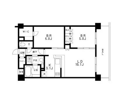 レジディア池袋(2LDK/3階)の間取り写真