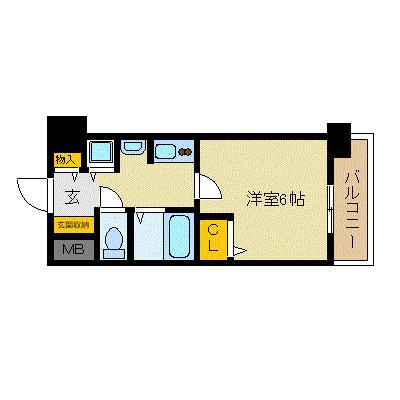プレサンス東本町(1K/7階)の間取り写真