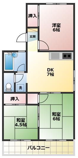 ハイツ崎山(3DK/1階)の間取り写真