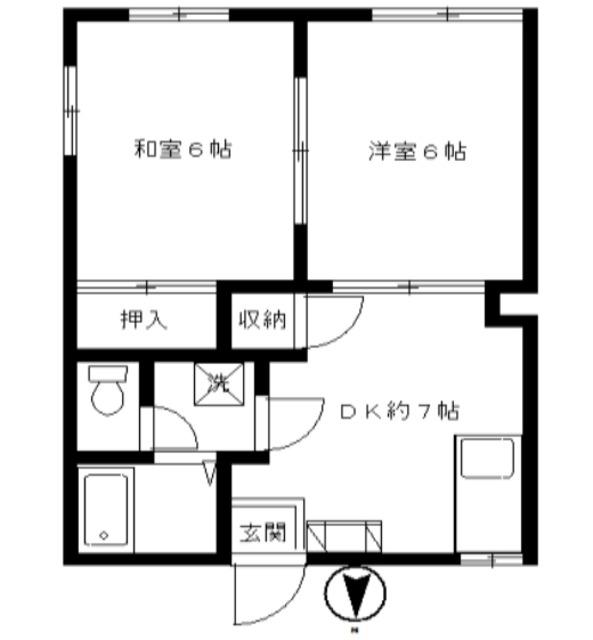グレースコーポI(2DK/1階)の間取り写真