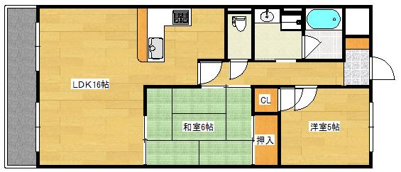 ウィステリア庚午(2LDK/1階)の間取り写真