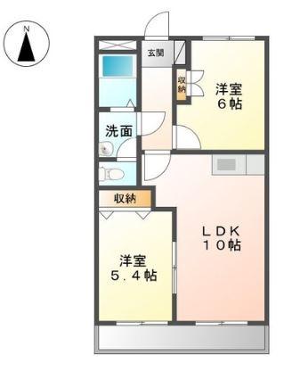 アメニティーハイツ 2(2LDK/2階)の間取り写真