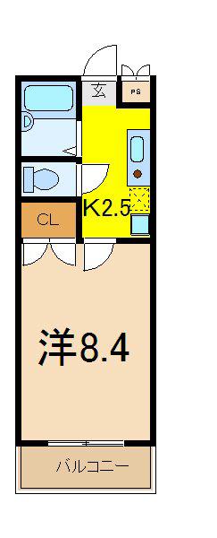 クレオ舞浜A・B(1K/3階)の間取り写真