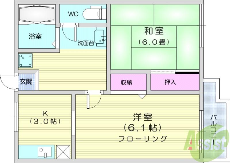 レジデンスカトレアA(2K/1階)の間取り写真