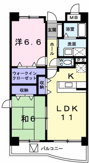 ラルジュ・ロジュマン(2LDK/3階)の間取り写真