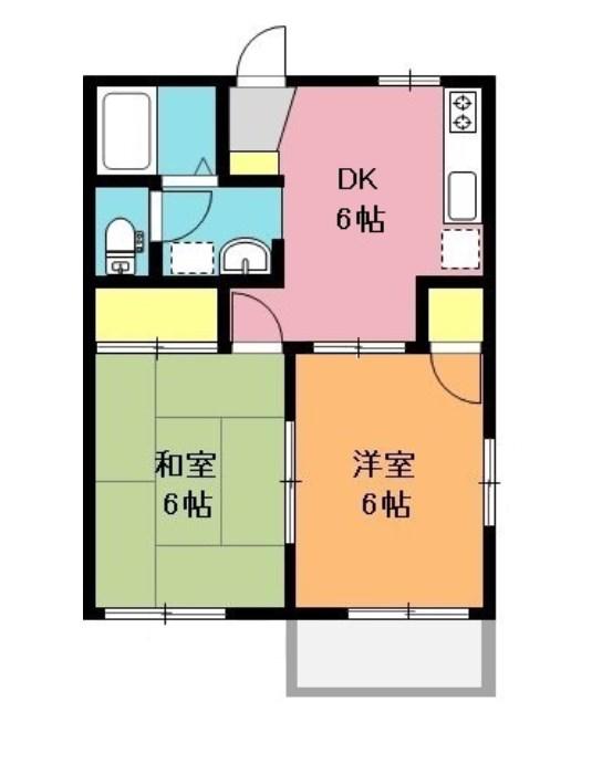 グラックス本山A(2DK/2階)の間取り写真