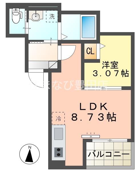 JACK MIYUKIHOMMACHII(1LDK/3階)の間取り写真