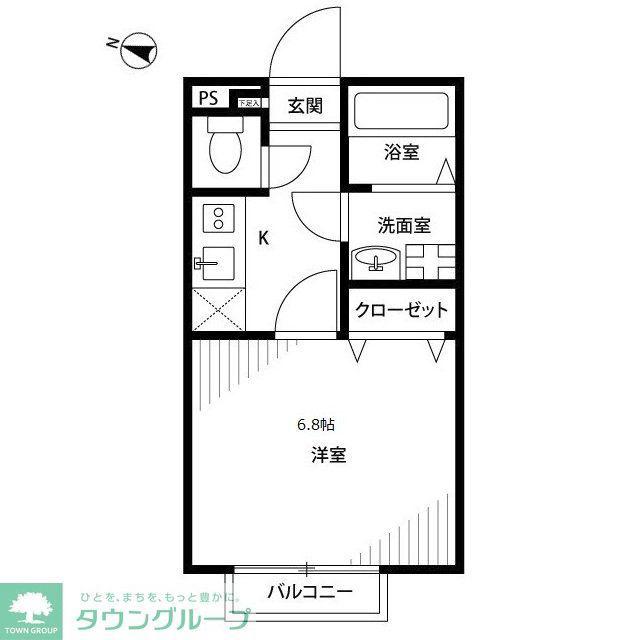 アムールサンフィールド(1K/2階)の間取り写真