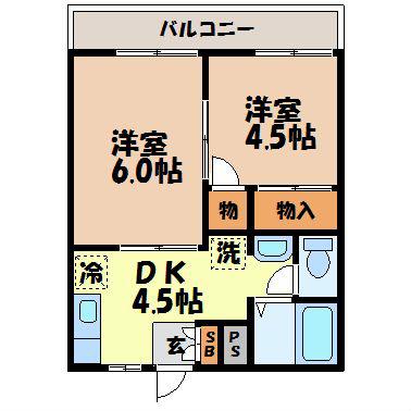 エステートサトウ10(2K/2階)の間取り写真