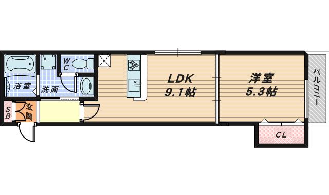 FSTYLE羽衣3号館(1LDK/3階)の間取り写真