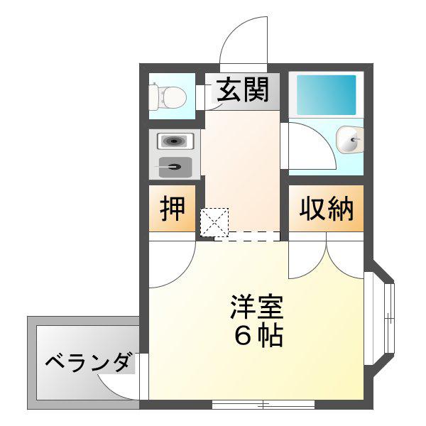 岡松ハイツ(1K/1階)の間取り写真