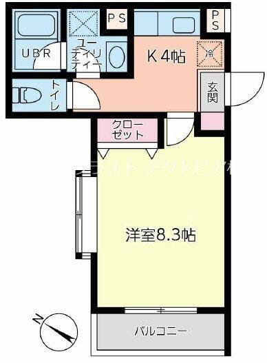 グランフォート(1K/3階)の間取り写真