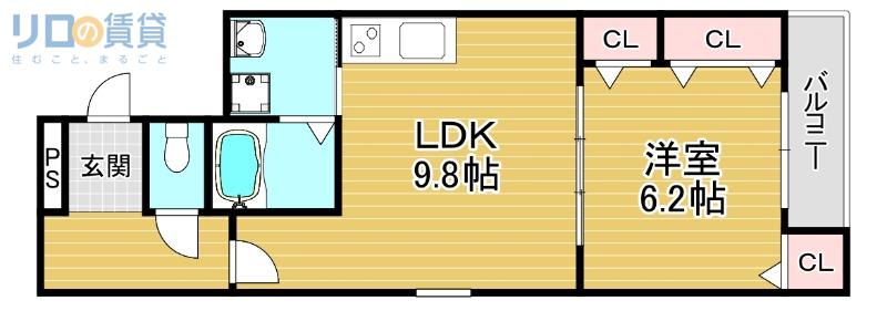 フジパレス ダイドウ2丁目(1LDK/2階)の間取り写真