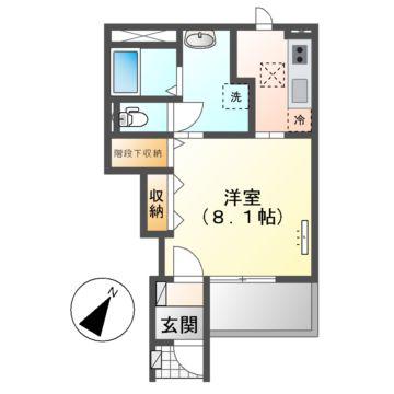 ウエストウイングIII(1K/1階)の間取り写真