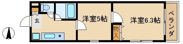 キャピタルシティ(2K/2階)の間取り写真
