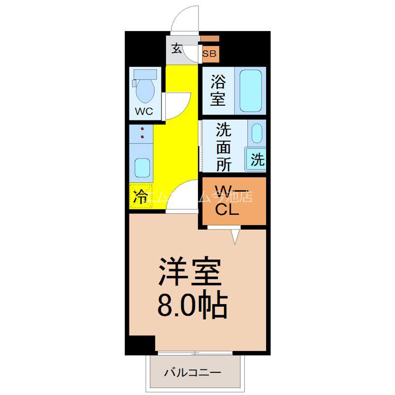 TU CASA KEIWA(1K/4階)の間取り写真