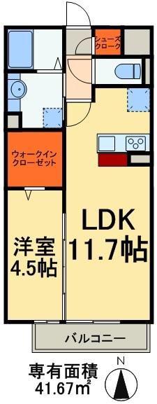 メルヴェーユ三郷中央A(1LDK/3階)の間取り写真