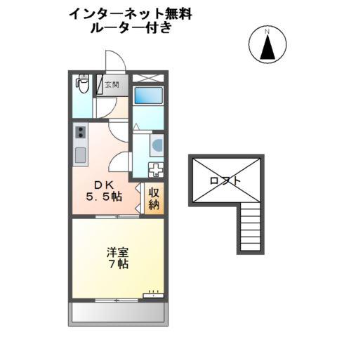 ガーデンホームオーブ(1DK/2階)の間取り写真