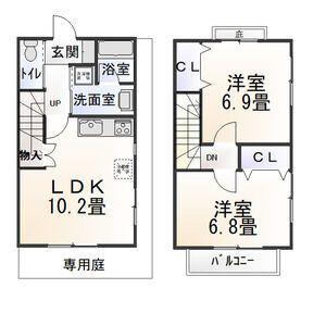 パストラル柿本(2LDK/1階)の間取り写真