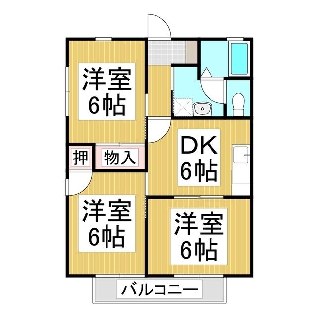 ハイライズ若槻(3DK/2階)の間取り写真