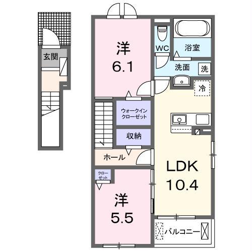 リヴェール・KII(2LDK/2階)の間取り写真