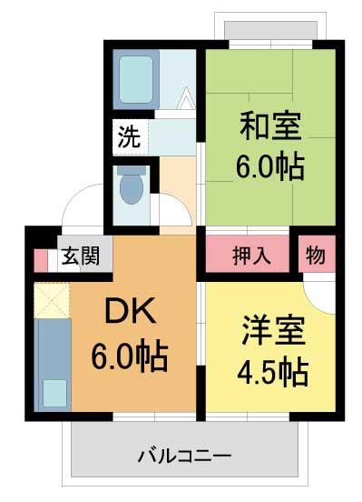 ハイツグリーンリッチ(2DK/3階)の間取り写真