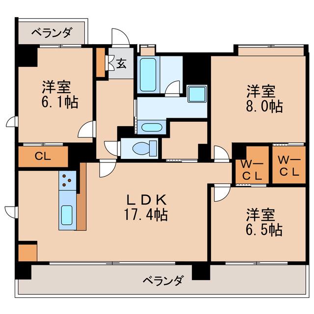 シュライン樹館(3LDK/9階)の間取り写真