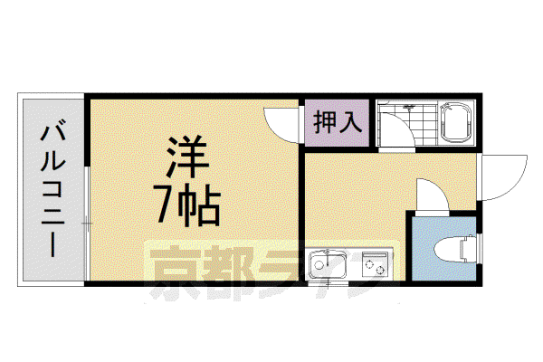 宝ハイツ(ワンルーム/1階)の間取り写真