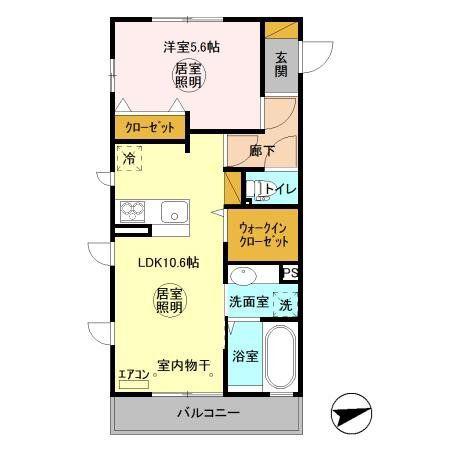 メセナ笠原南(1LDK/2階)の間取り写真