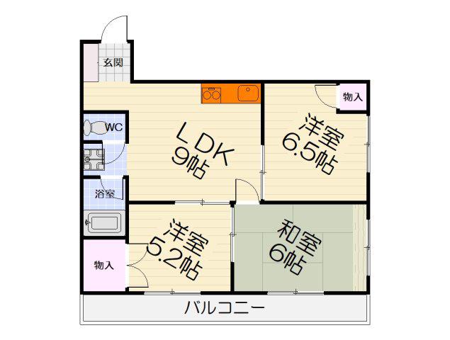 パールハイツ(3LDK/4階)の間取り写真