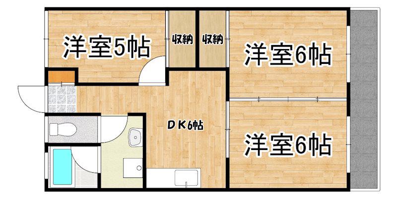 千年ハイツ(3DK/3階)の間取り写真