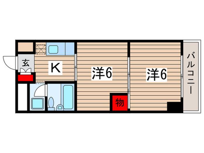 稲毛クレスト(2K/2階)の間取り写真
