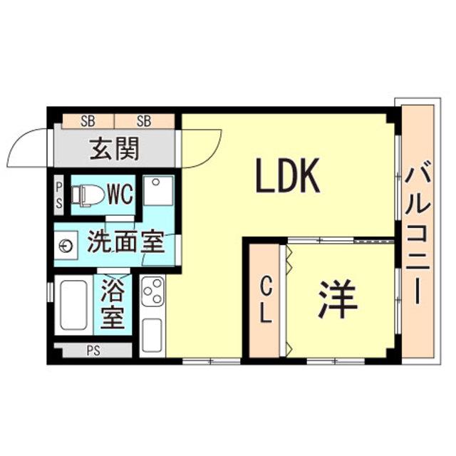 神装コーポ(1LDK/3階)の間取り写真