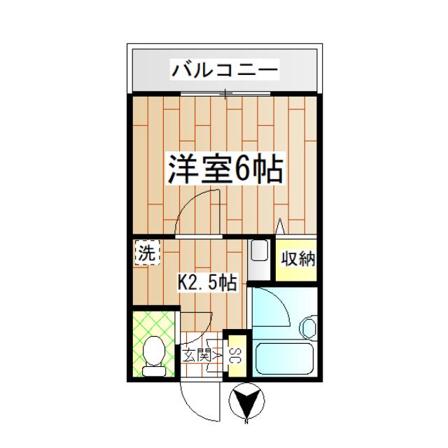プロムナード生麦B棟(1K/2階)の間取り写真