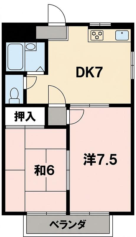 ビューハイム・コヤナギ・岡村(2DK/1階)の間取り写真