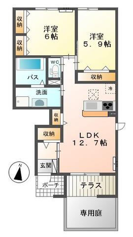 エクセルパレス 2LDK(2LDK/1階)の間取り写真