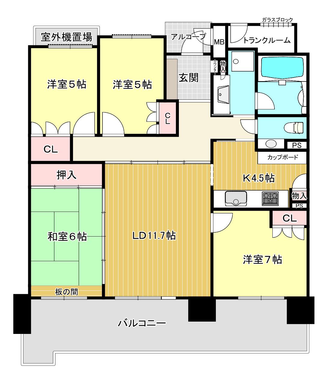 ネバーランド箕面潤水館(4LDK/3階)の間取り写真