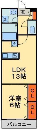 アルコバレーノシンメイ(1LDK/4階)の間取り写真