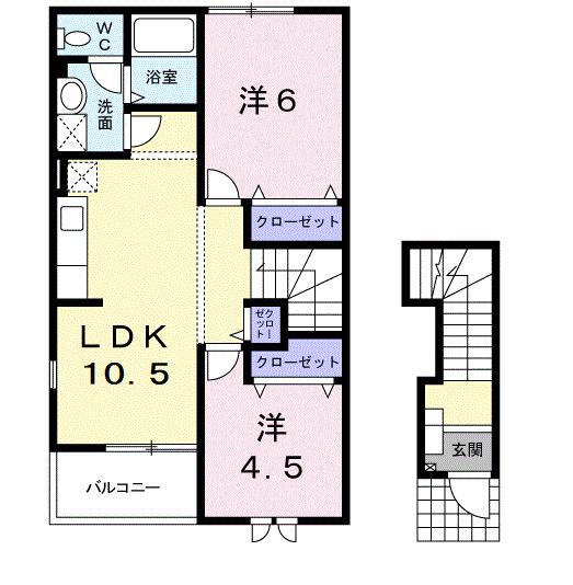 プロメナーデ(2LDK/2階)の間取り写真