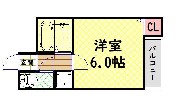 ナニワIII番館(ワンルーム/3階)の間取り写真