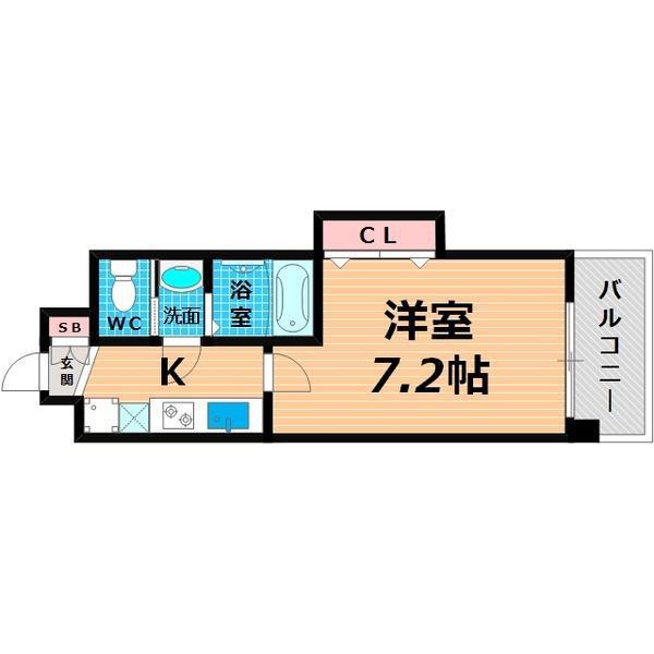 LUXE鶴見(1K/9階)の間取り写真
