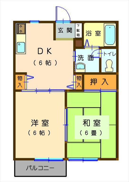 シャルマンB棟(2DK/2階)の間取り写真