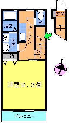 パーシモン(1K/2階)の間取り写真
